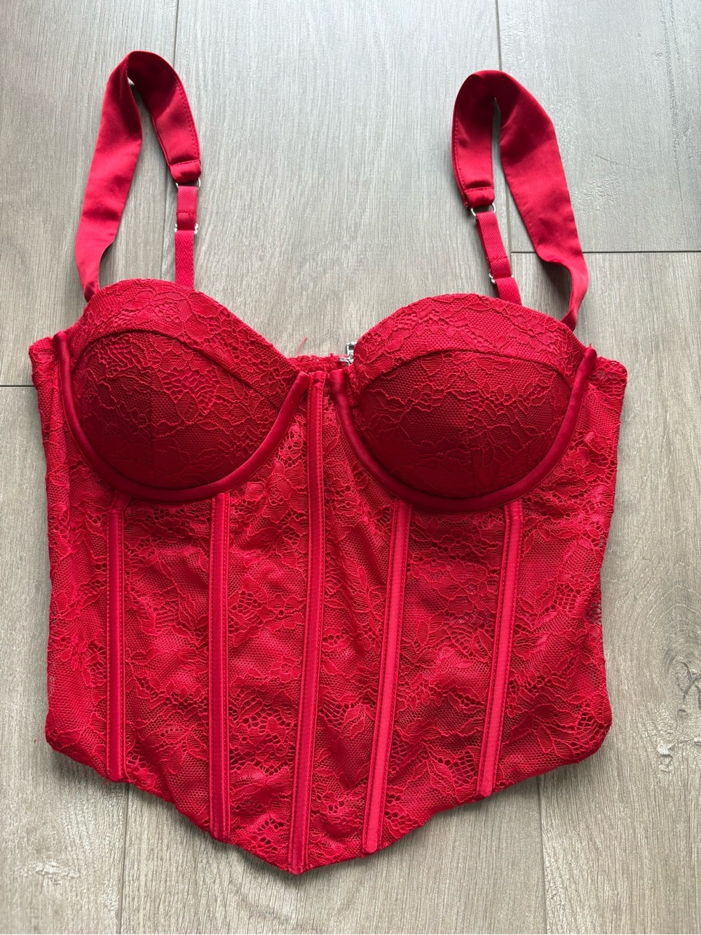 Oh Polly red stretch lace corset